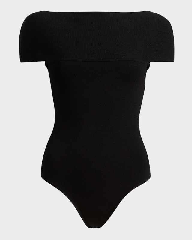 Basile High-Neck Short-Sleeve Bodysuit